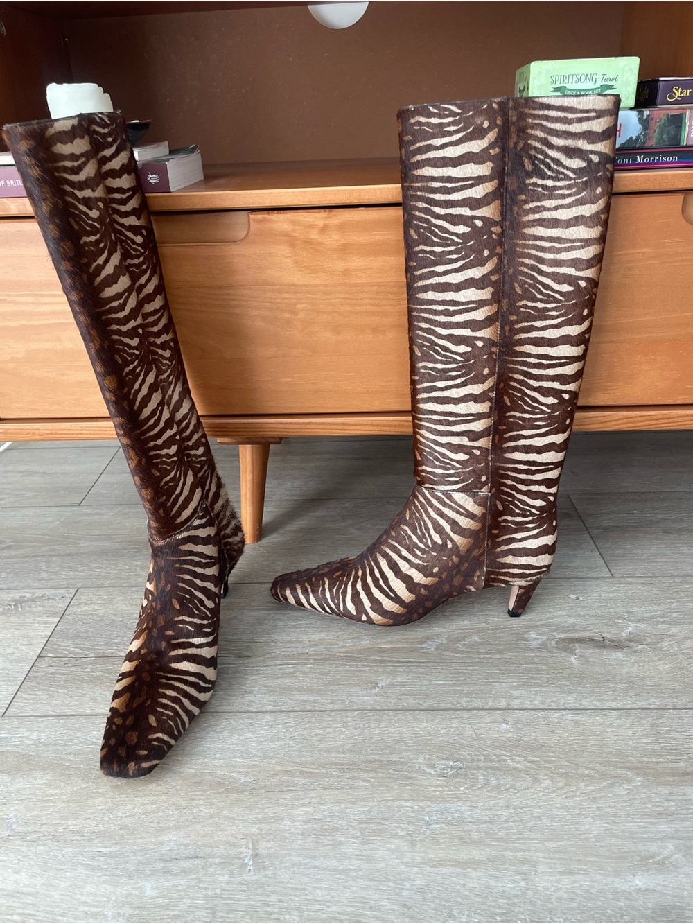Women’s Brown Zebra-Print pony hair Boots - Picture 4 of 6